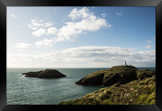 The lighthouse at Strumble Head Framed Print by David Wall