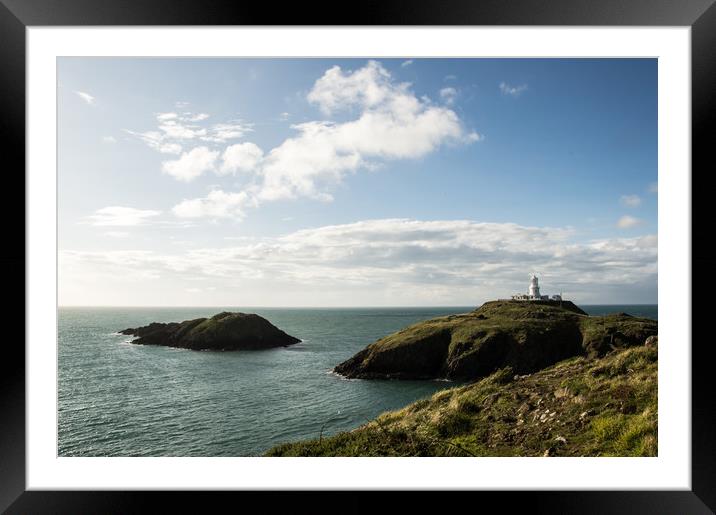 The lighthouse at Strumble Head Framed Mounted Print by David Wall