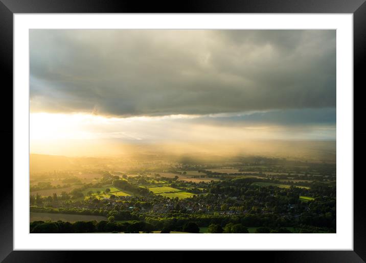 Sunset over the Herefordshire countryside Framed Mounted Print by David Wall