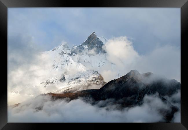 The Holy mountain of Machapuchare, Nepal Framed Print by David Wall