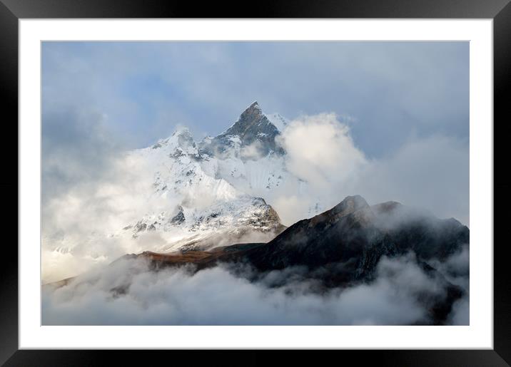 The Holy mountain of Machapuchare, Nepal Framed Mounted Print by David Wall