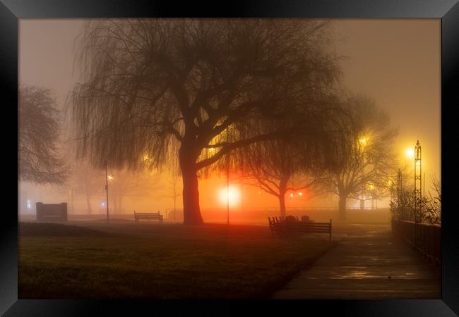 Foggy night Framed Print by David Wall