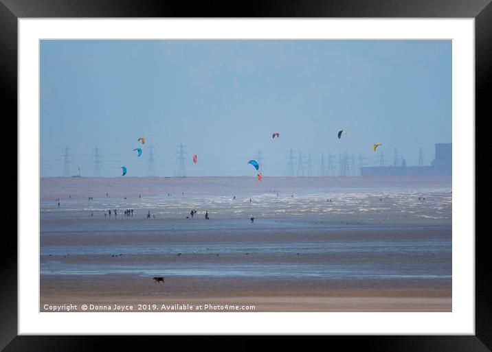 Kite surfers at Camber Sands Framed Mounted Print by Donna Joyce