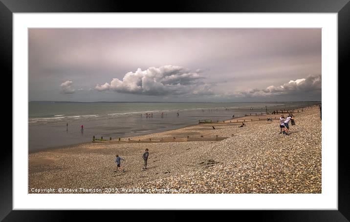 East Wittering Beach - Cloudy Day Framed Mounted Print by Steve Thomson