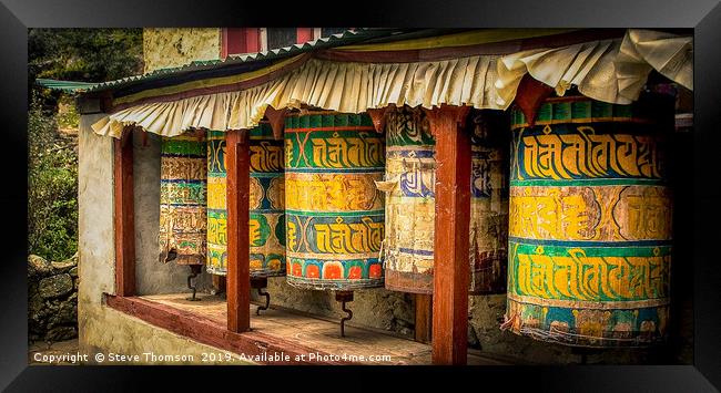 Prayer Wheels, Nepal Framed Print by Steve Thomson