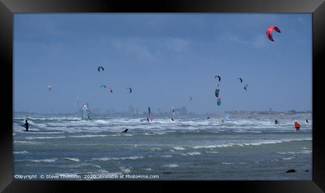 Windy Day at the Beach Framed Print by Steve Thomson