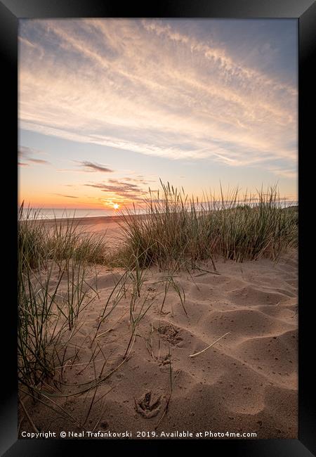 Holkham Beach Sand Dune Sunrise Framed Print by Neal Trafankowski
