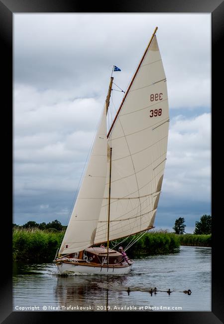 Norfolk Broads Sailing Boat Framed Print by Neal Trafankowski