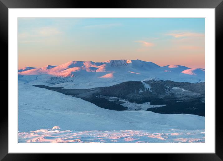 Lochnagar winter sunrise Framed Mounted Print by Mike Johnston