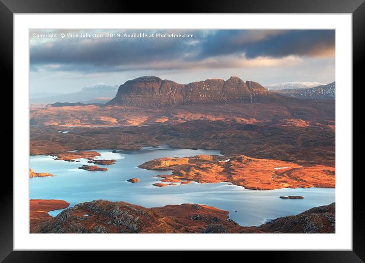 Suilven from Stac Pollaidh at sunrise Framed Mounted Print by Mike Johnston