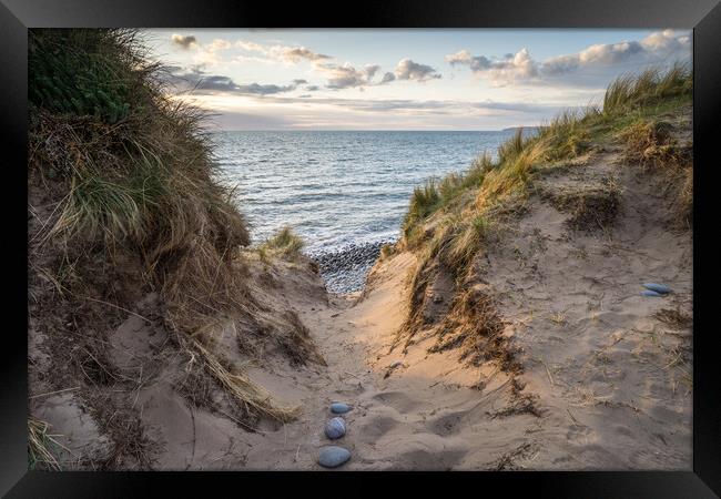 Sea view through the dunes Framed Print by Tony Twyman