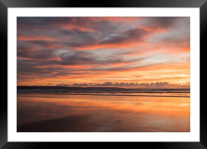 Sunset over Bideford Bay at Westward Ho! Framed Mounted Print by Tony Twyman