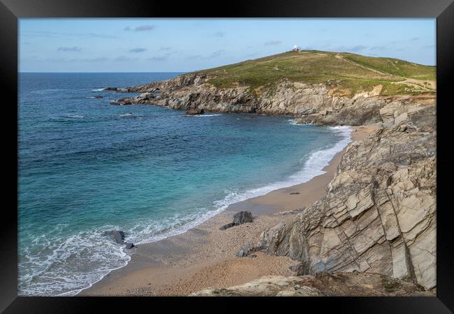 Little Fistral beach and Towan Headland in Newquay Framed Print by Tony Twyman