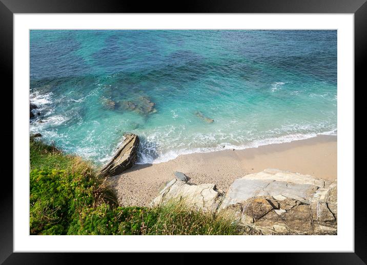 Little Fistral Beach at Newquay in Cornwall Framed Mounted Print by Tony Twyman