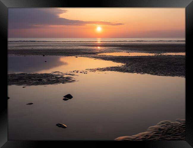 Sunset tidal pools Framed Print by Tony Twyman