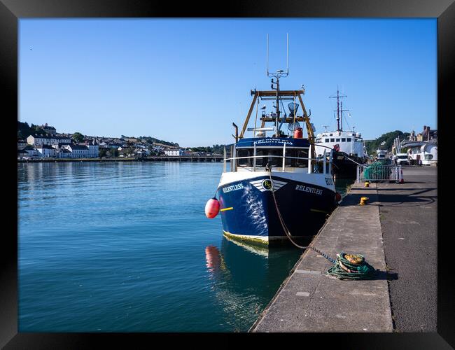 Fishing boat moored on Bideford Quay Framed Print by Tony Twyman