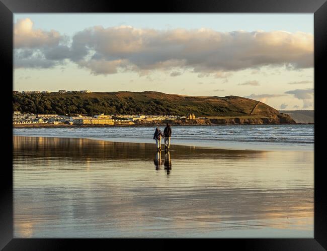 Romantic Beach Walk Framed Print by Tony Twyman