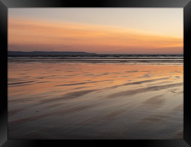 Glorious sunset afterglow at Westward Ho! Framed Print by Tony Twyman
