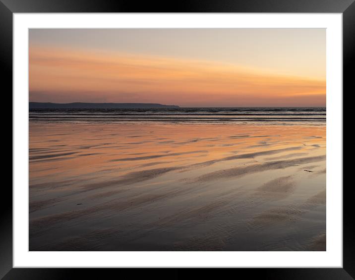 Glorious sunset afterglow at Westward Ho! Framed Mounted Print by Tony Twyman
