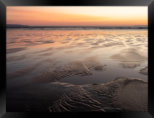 Beautiful sunset afterglow at Westward Ho  Framed Print by Tony Twyman