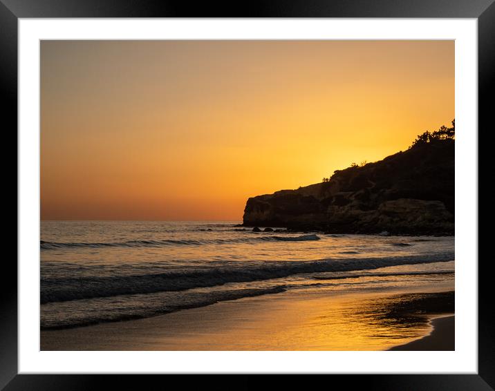 Falesia Beach sunset in Portugal Framed Mounted Print by Tony Twyman