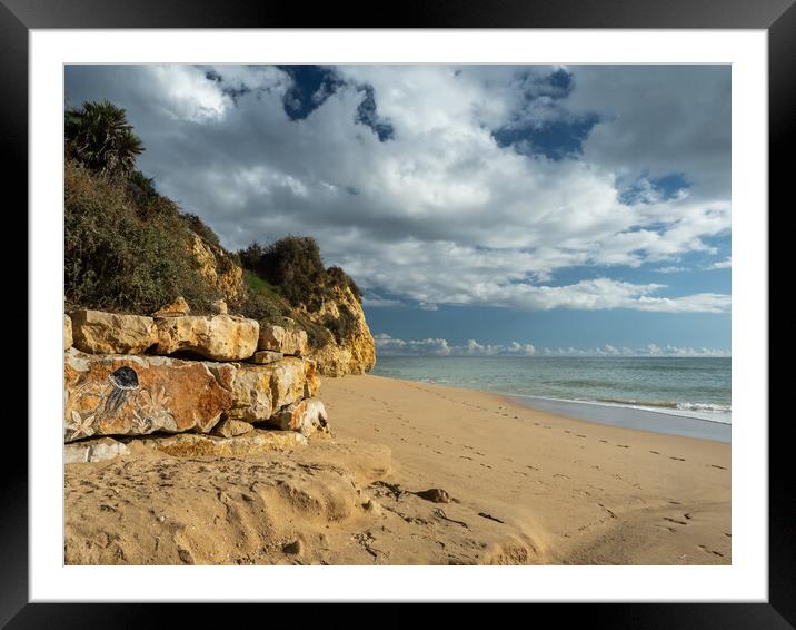 Cloudy Oura Beach  Framed Mounted Print by Tony Twyman