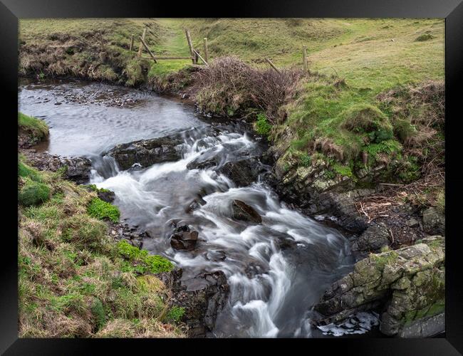 Top of Spekes Mill waterfall Framed Print by Tony Twyman