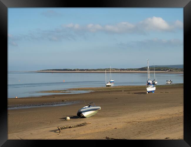 Boats moored on Instow Sands Framed Print by Tony Twyman