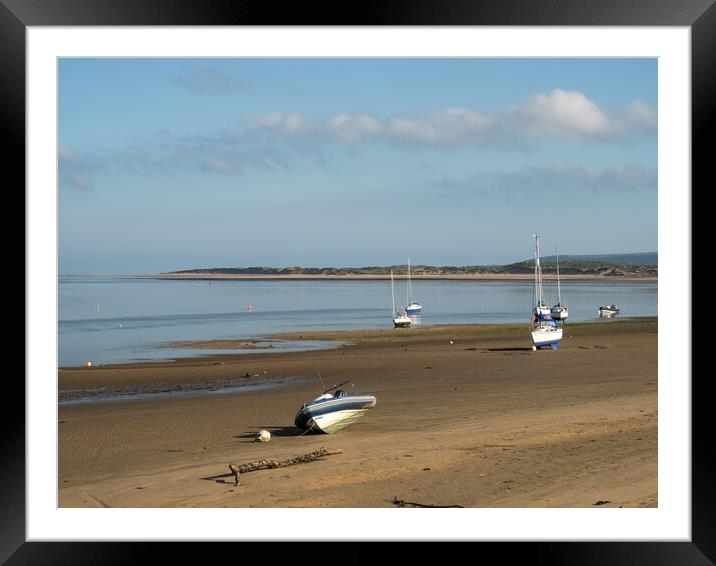 Boats moored on Instow Sands Framed Mounted Print by Tony Twyman
