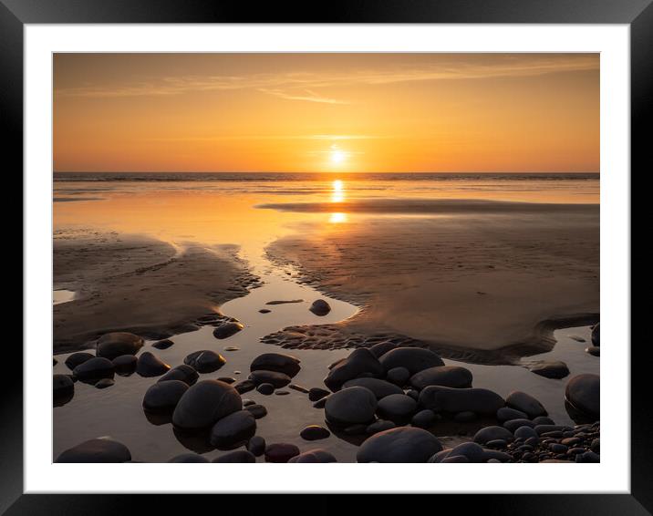Pebble beach sunset Framed Mounted Print by Tony Twyman