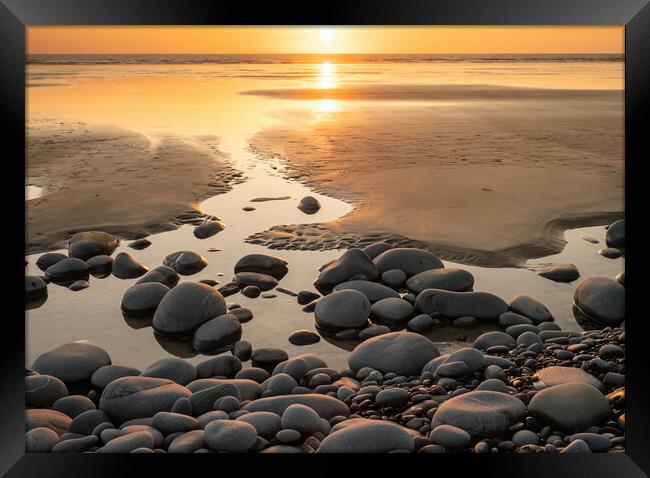 Pebble Beach Sunset Framed Print by Tony Twyman