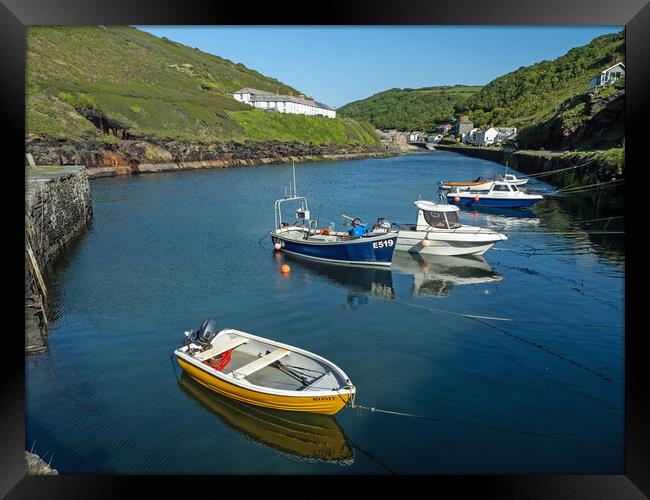 Boats at Boscastle Harbour Framed Print by Tony Twyman