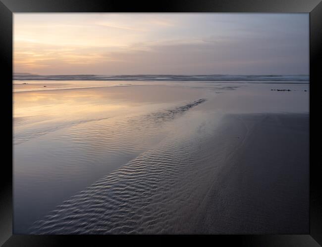 Beautiful Devon beach sunset Framed Print by Tony Twyman