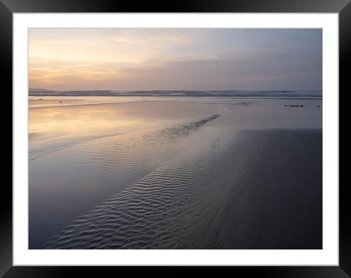Beautiful Devon beach sunset Framed Mounted Print by Tony Twyman
