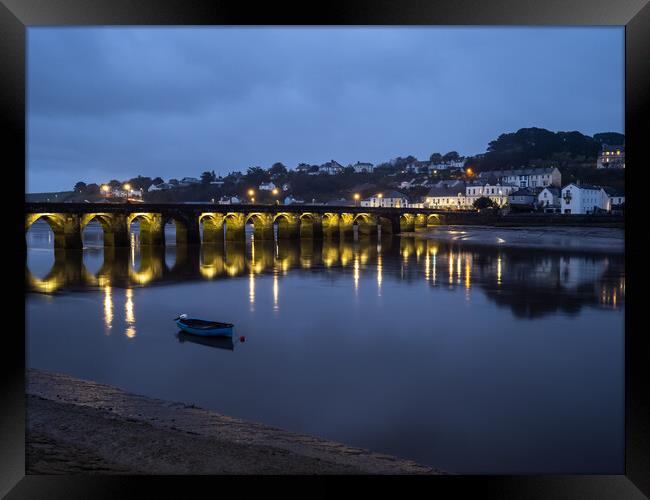 Bideford Long Bridge at Dawn Framed Print by Tony Twyman