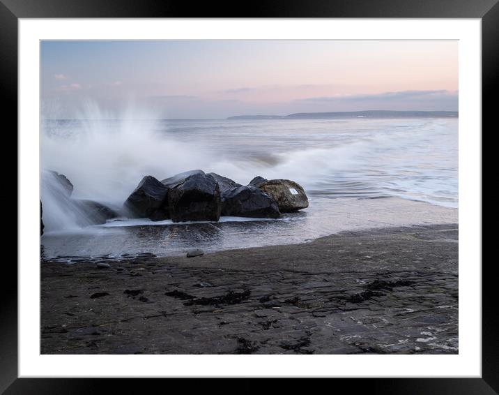 Slipway wave breaks Framed Mounted Print by Tony Twyman