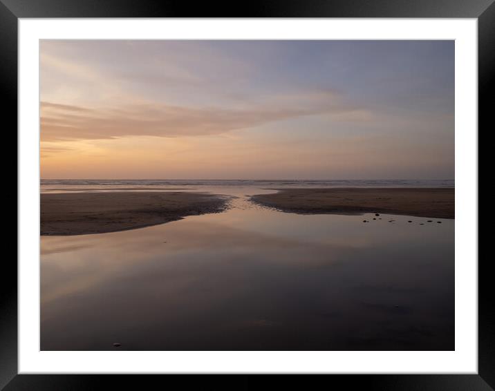 Westward Ho! sunset tidal pool Framed Mounted Print by Tony Twyman