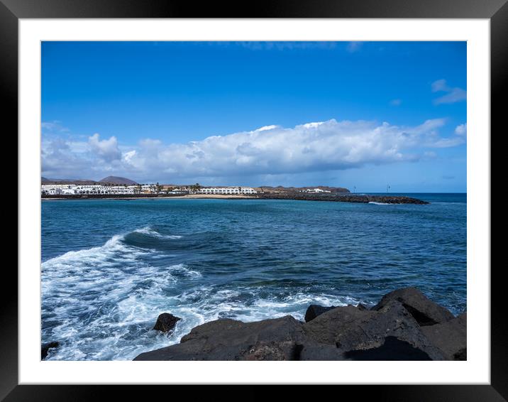Costa Teguise Wave breaks  Framed Mounted Print by Tony Twyman
