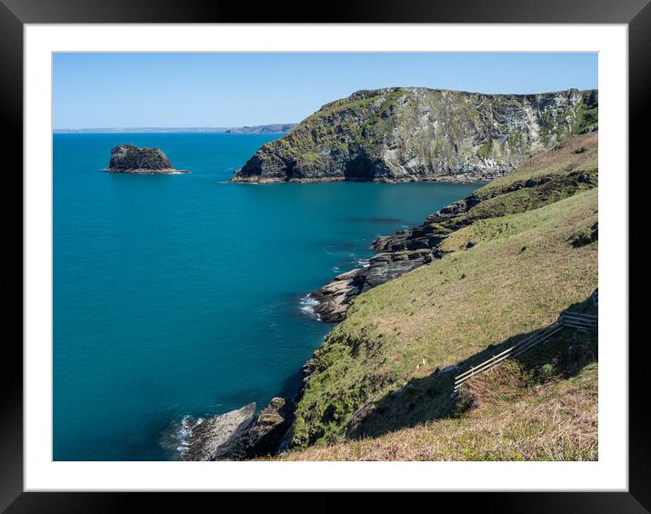 Cornish coast at Tintagel Framed Mounted Print by Tony Twyman