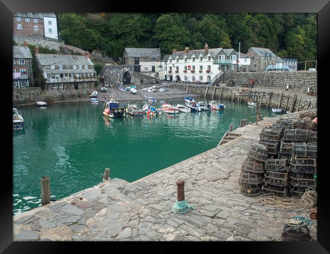 The timeless Clovelly quayside in North Devon Framed Print by Tony Twyman