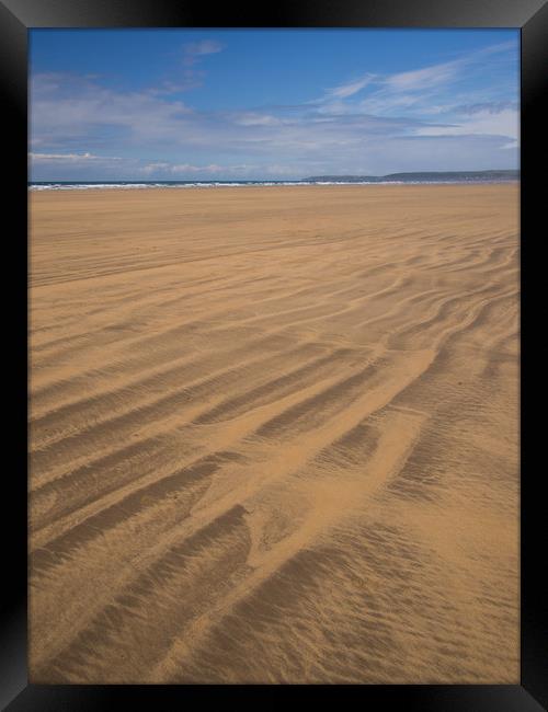 Westward Ho! sandy beach in North Devon Framed Print by Tony Twyman