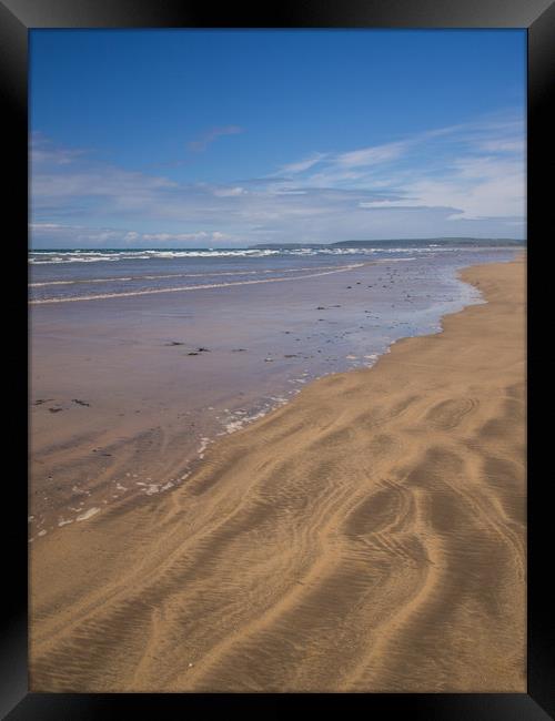 Westward Ho! beach with sea view in North Devon Framed Print by Tony Twyman