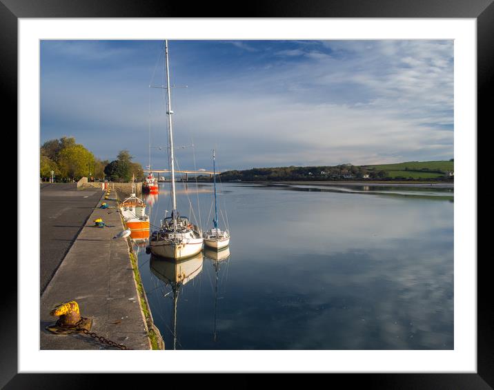 Boats moored on the quay at Bideford in Devon Framed Mounted Print by Tony Twyman