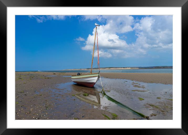 Boat moored on Appledore beach in North Devon Framed Mounted Print by Tony Twyman