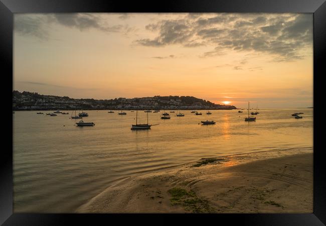 Appledore sunset taken from Instow in North Devon Framed Print by Tony Twyman