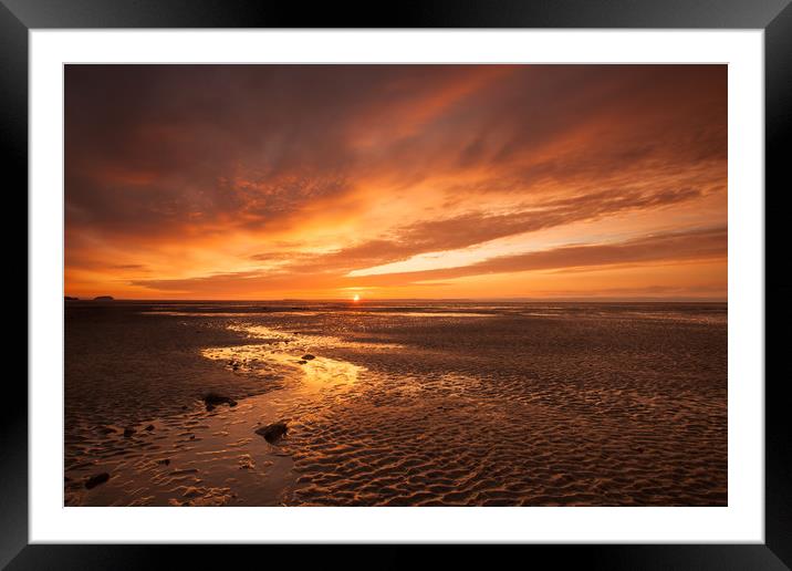 Beautiful golden glow sunset on the Somerset coast Framed Mounted Print by Tony Twyman