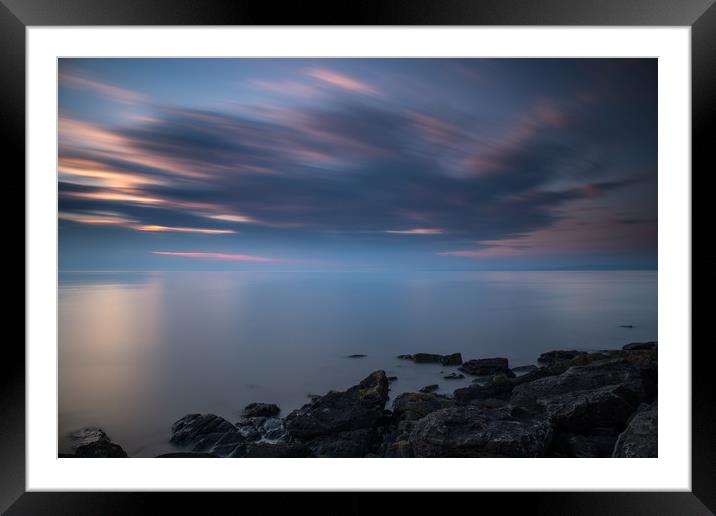 Dramatic sunset sky on North Somerset coast Framed Mounted Print by Tony Twyman