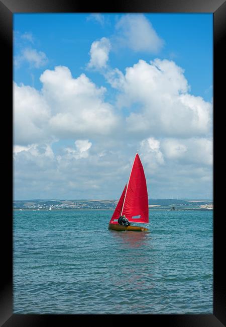 Yacht sailing on the Torridge estuary at Instow Framed Print by Tony Twyman