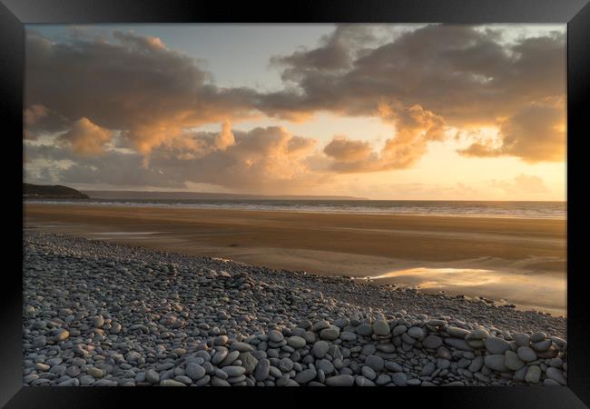 Westward Ho! moody North Devon sunset Framed Print by Tony Twyman