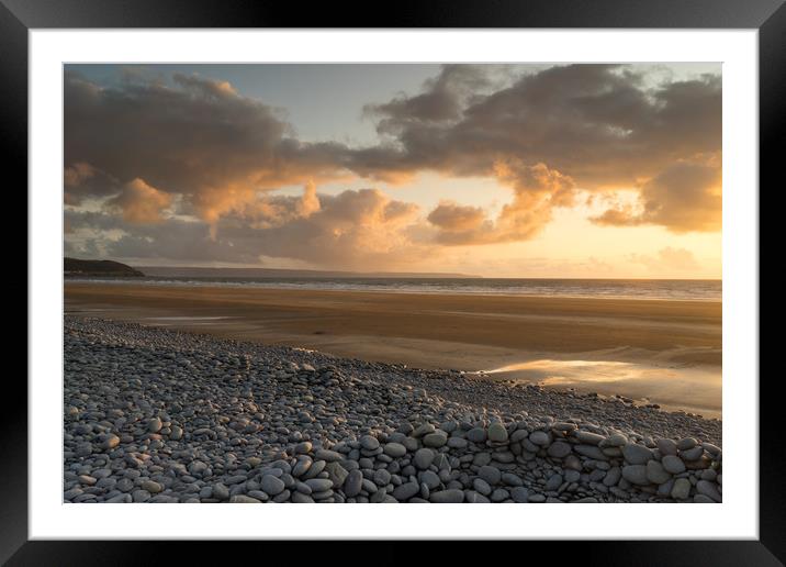 Westward Ho! moody North Devon sunset Framed Mounted Print by Tony Twyman